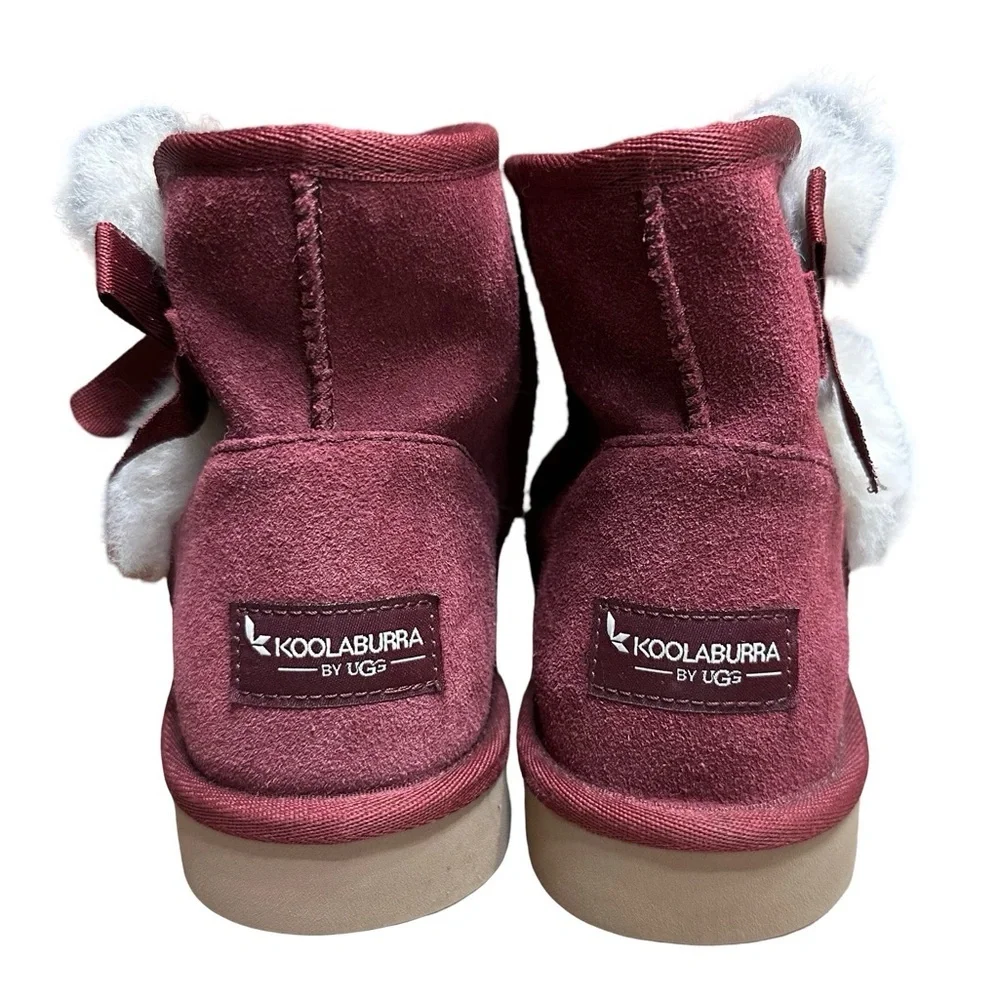 Koolaburra by UGG Victoria Burgundy Suede Short Ankle Mini Booties Size 7